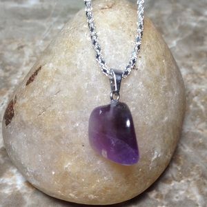 Natural Purple Amethyst Crystal Gemstone Necklace